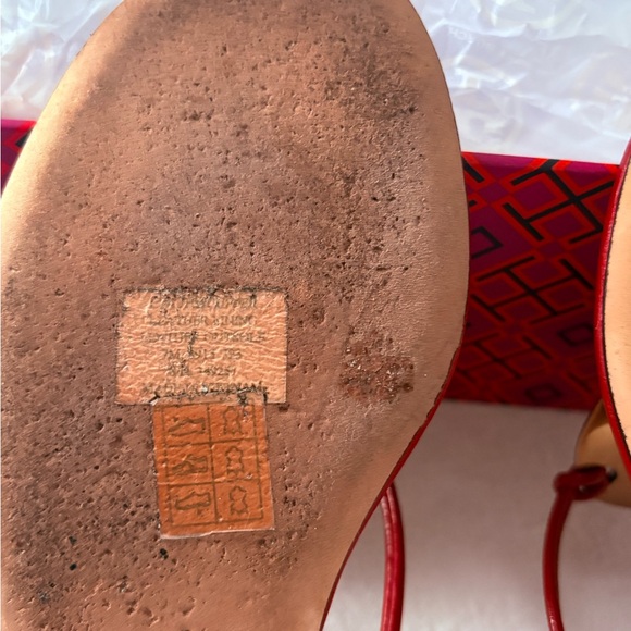 Tory Burch Red Ballet Flats with Golden Accents - Picture 3 of 8